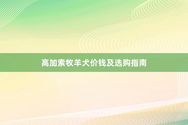 高加索牧羊犬价钱及选购指南